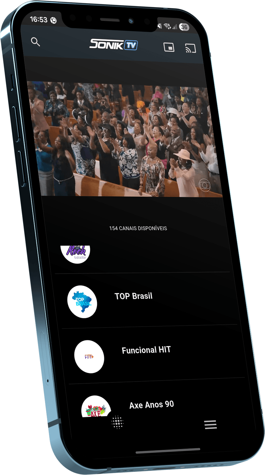 Smartphone no App da SonikTV